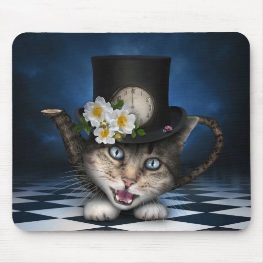 Tapis De Souris Awesome Mad Hatter Teapot Chat Conception Whimsica (Devant)