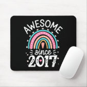 Tapis De Souris Awesome Since 2017 8th Birthday Rainbow Born In 20 (Avec souris)