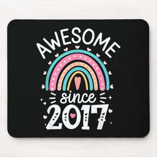 Tapis De Souris Awesome Since 2017 8th Birthday Rainbow Born In 20 (Devant)
