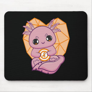 Tapis De Souris Axolotl Avec Ruban Orange Pour La Sensibilisation