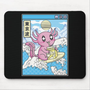 Tapis De Souris Axolotl de surf buvant du lait de Nana Kawaii Anim