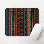 Tapis De Souris Aztec Rusts Turquoises Noir Motifs Mixtes V Motif (Avec souris)