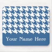 Tapis De Souris Azure Elegant Houndstooth avec nom personnalisé (Devant)
