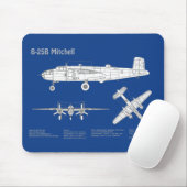 Tapis De Souris B-25B Mitchell Doolittle - Plan d'avion ABD (Avec souris)