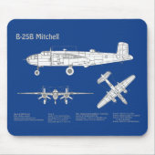 Tapis De Souris B-25B Mitchell Doolittle - Plan d'avion ABD (Devant)
