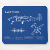 Tapis De Souris B-25B Mitchell Doolittle - Plan d'avion AD (Devant)
