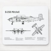 Tapis De Souris B-25B Mitchell Doolittle - Plan d'avion BD (Devant)