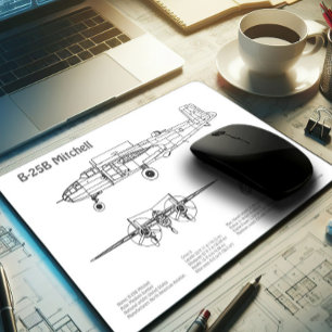 Tapis De Souris B-25B Mitchell Doolittle - Plan d'avion BD