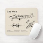 Tapis De Souris B-25B Mitchell Doolittle - Plan directeur de l'avi (Avec souris)