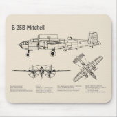 Tapis De Souris B-25B Mitchell Doolittle - Plan directeur de l'avi (Devant)