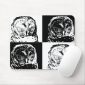 Tapis De Souris B/W Barred Owl Pop Art (Avec souris)
