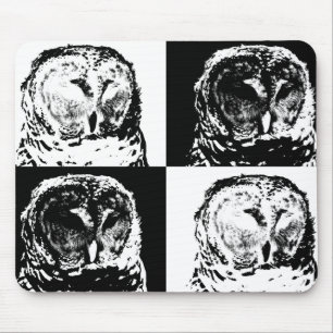 Tapis De Souris B/W Barred Owl Pop Art
