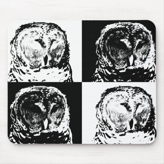 Tapis De Souris B/W Barred Owl Pop Art (Devant)