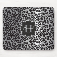 B & W Leopard Motif avec Monogramme et nom personn