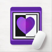 Tapis De Souris B&W Purple Hearts Beating (Avec souris)