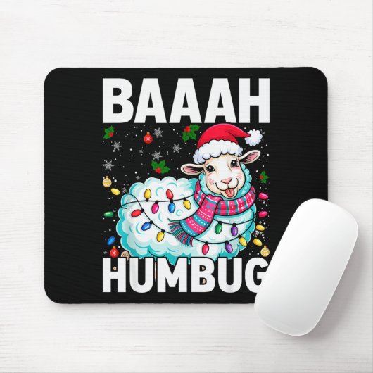 Tapis De Souris Baaah Humbug Sheep Xmas Lights Funny Anti Christma (Avec souris)
