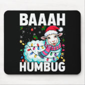 Tapis De Souris Baaah Humbug Sheep Xmas Lights Funny Anti Christma (Devant)