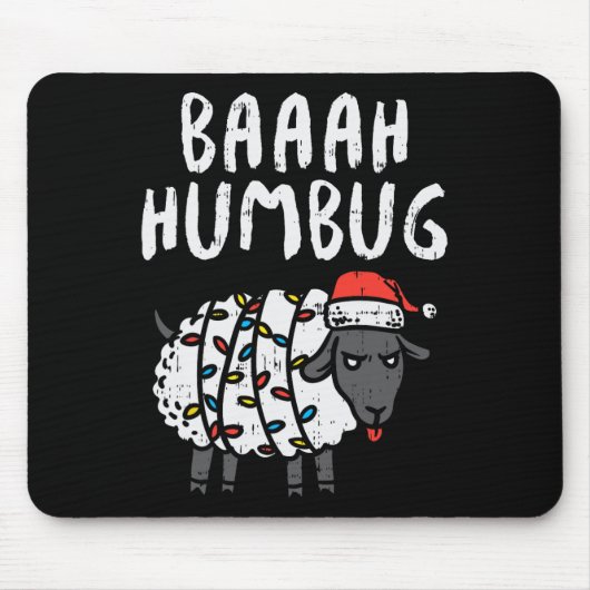 Tapis De Souris Baaah Humbug Sheep Xmas Lumières Amusant Anti Chri (Devant)