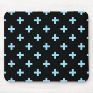 Tapis De Souris Baby blue polka crosses on black