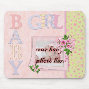 Tapis De Souris Baby Girl Roses roses encadrées Mousepad Souris