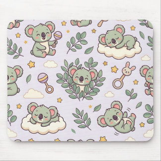 Tapis de souris Baby Shower Koala Eucalyptus