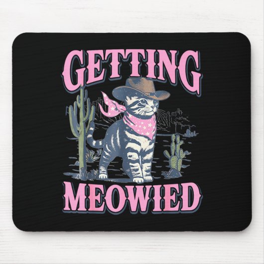 Tapis De Souris Bachelorette Party Cowgirl Getting Meowied Cat Bri (Devant)