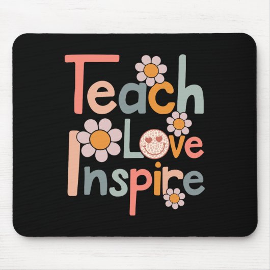 Tapis De Souris Back to School Teach Love Inspire Retro Teachers (Devant)