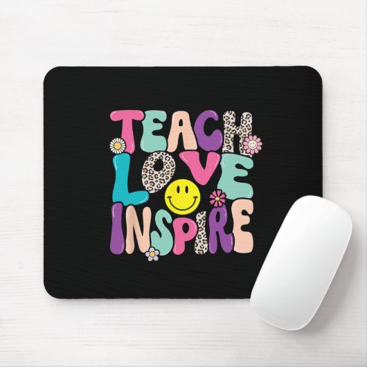 Tapis De Souris Back to School Teach Love Inspire Retro Teachers (Avec souris)