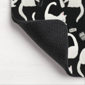 Tapis De Souris Bad Cats Knocking Stuff Over, White Cats on Black (Coin)