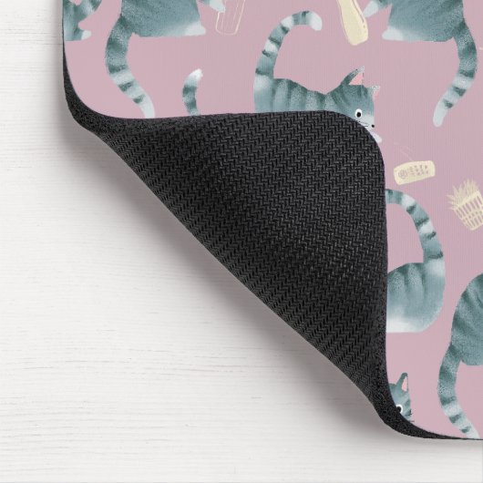 Tapis De Souris Bad Grey Tabby Chats Frappe Stuff Over & Monogramm (Coin)