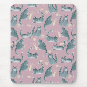 Tapis De Souris Bad Grey Tabby Chats Frappe Stuff Over & Monogramm