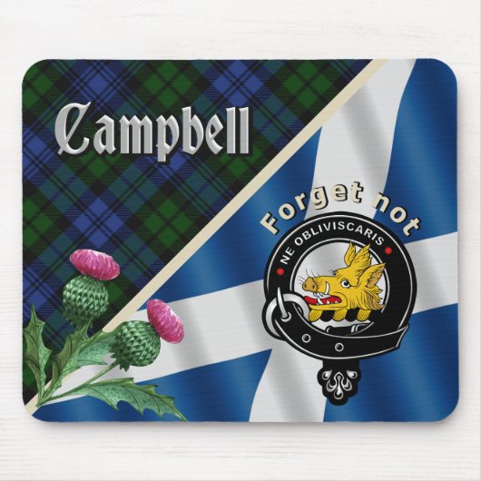 Tapis De Souris Badge de clan Campbell et affiche de souris de tar (Devant)