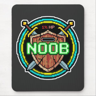Tapis De Souris Badge de jeu Bouclier Pixel 1 Pourcent PV Noob