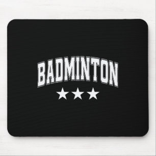 Tapis De Souris Badminton All White Stars Clic Retro Varsity Texte