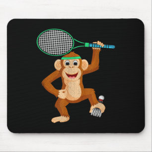 Tapis De Souris Badminton Chimpanzé Animal Sport Humour Chemise Ca