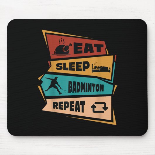 Tapis De Souris Badminton Jeu Répéter Shuttle Retro Badminton Joue (Devant)
