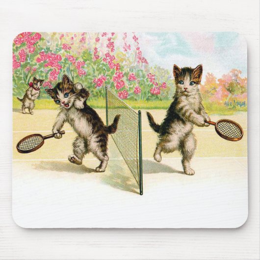 Tapis De Souris Badminton Kittens Vintage Art Pad (Devant)