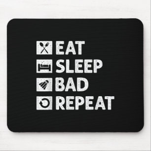 Tapis De Souris Badminton Manger Dormir Répéter Drôle Navette Mème