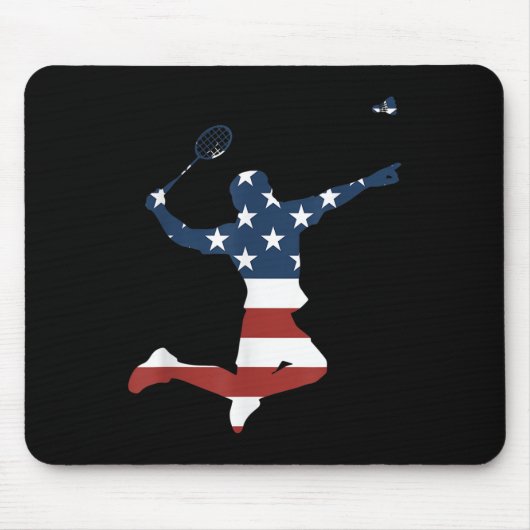 Tapis De Souris Badminton Player American Flag Apparel Badminton P (Devant)