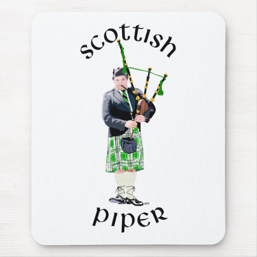 Tapis De Souris Bagpiper de gentillesse dans Green Kilt (Devant)