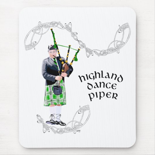 Tapis De Souris Bagpiper de gentillesse dans Green Kilt (Devant)