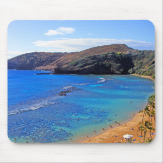 Tapis De Souris Baie de Hanauma, vue de Honolulu, Oahu, Hawaï