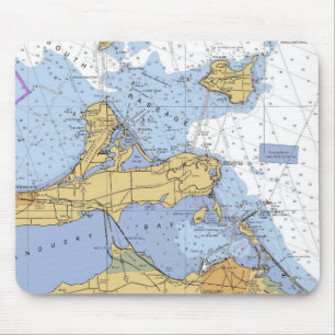 Tapis De Souris Baie de Sandusky, diagramme nautique Mousepad de