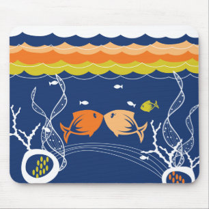 Tapis De Souris Baiser Poissons Coraux Algues sous-marines Mer