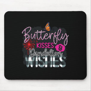 Tapis De Souris Baisers À Papillon Et Dandelion Souhaitent Garde P
