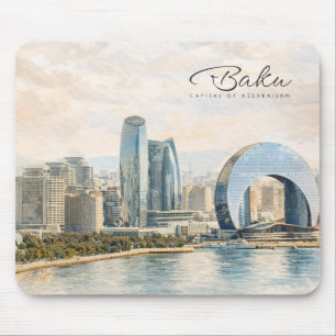 Tapis De Souris Baku Azerbaïdjan Capitale Aquarelle Cadeau de Voya