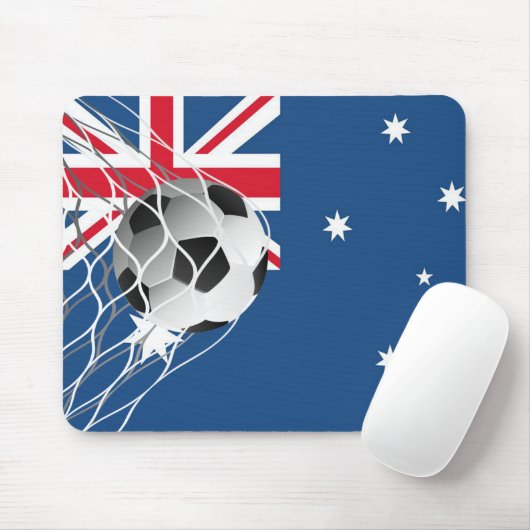 Tapis De Souris Bal De Football Sur Drapeau Australien (Avec souris)