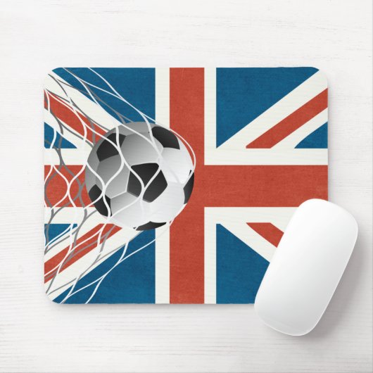 Tapis De Souris Bal De Football Sur Drapeau Du Royaume-Uni (Avec souris)