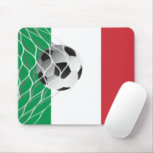 Tapis De Souris Bal De Football Sur Drapeau Italien