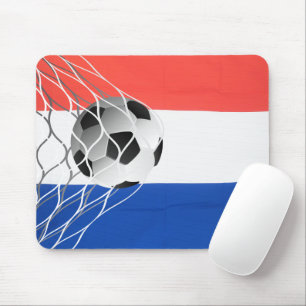 Tapis De Souris Bal De Football Sur Drapeau Néerlandais